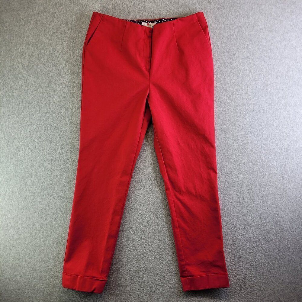 Boden Pants Womens 10L Red Tapered Chino High Rise Cuffed Office Career Coastal